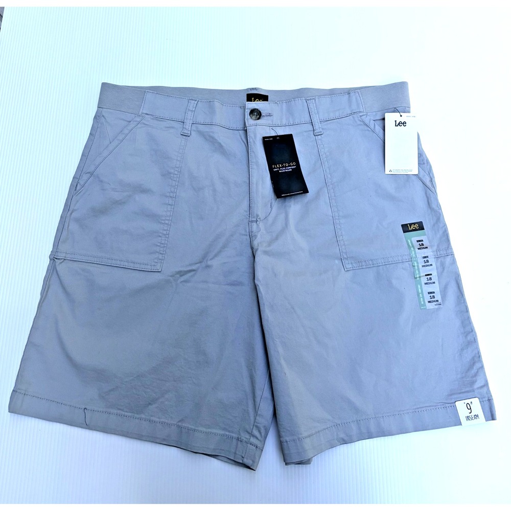 Lee Womens 18 Medium Gray Ultra Lux Comfort Flex To Go Bermuda Shorts 9" Coastal